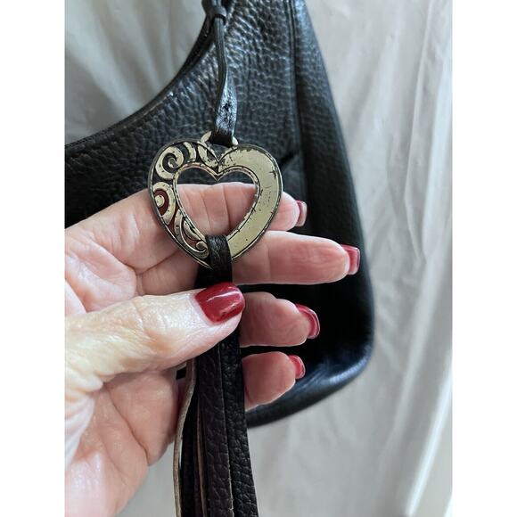 Brighton Barbados Zip Top Hobo Purse Black Pebble Leather Shoulder Bag - Picture 3 of 13